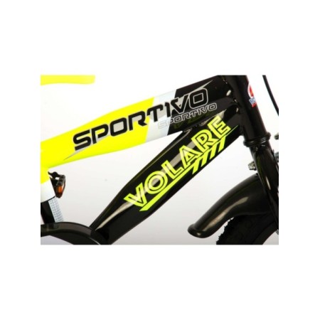 Volare Sportivo Kinderfiets - Jongens - 14 inch - Neon Geel/Zwart - 95% afgemonteerd